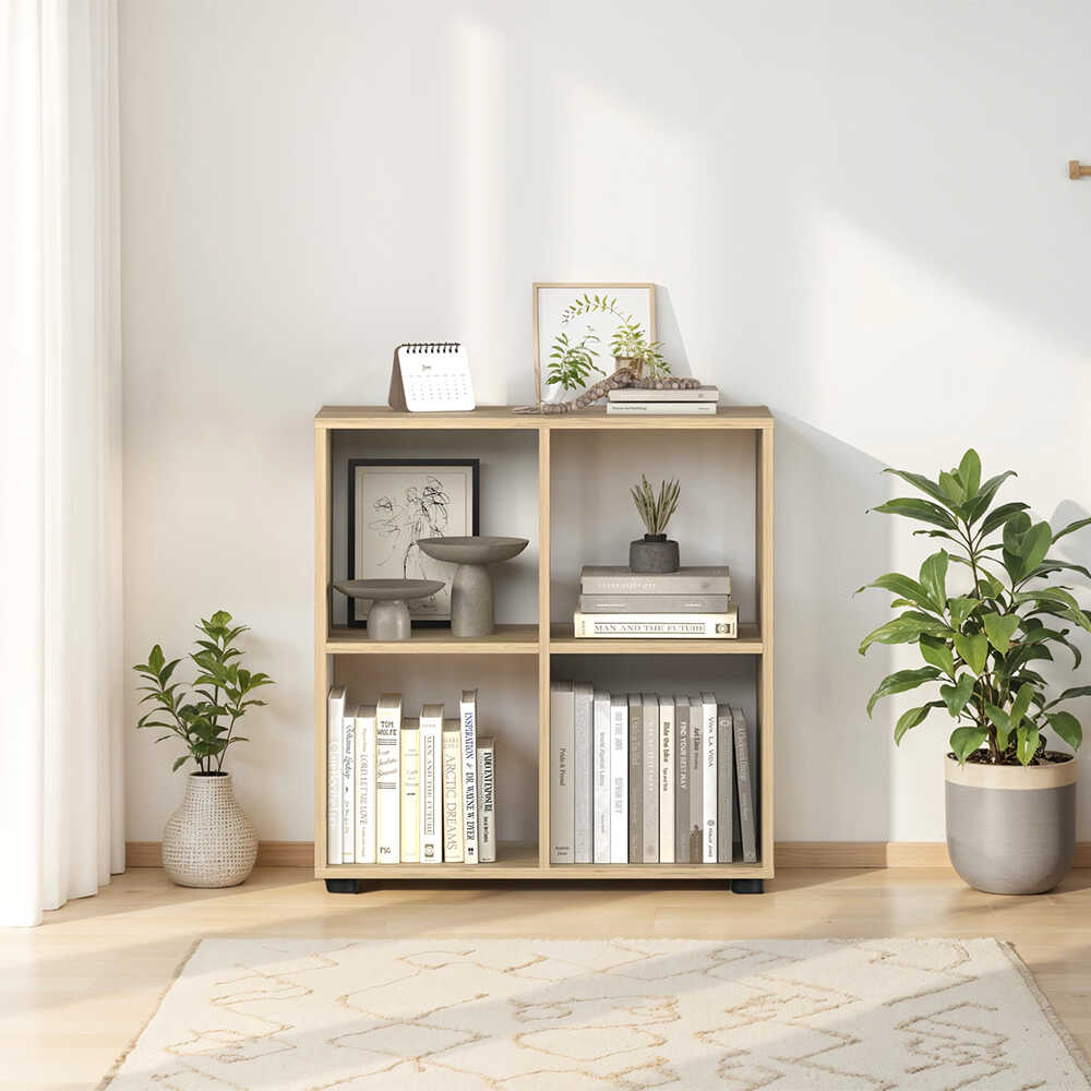 Biblioteca Joasa KTP-022-FF-1 Home Collection® Cubic, Alb - Stejar, 70x72x30 cm - Stejar | SKU: KTP-022-FF-1