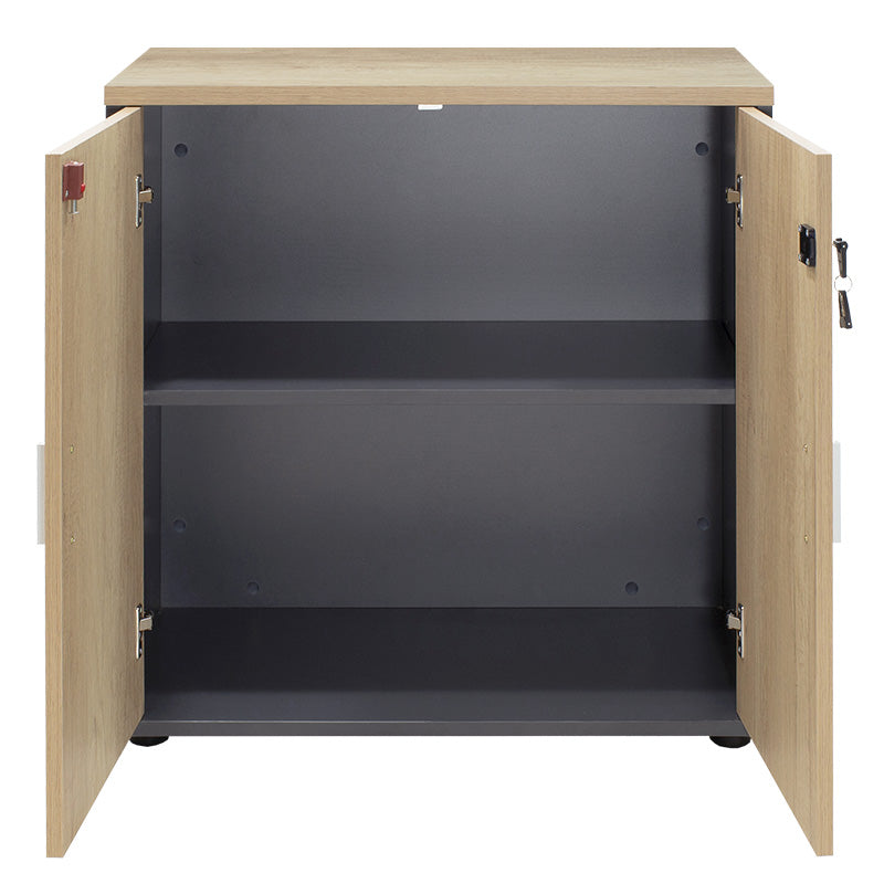 Biblioteca Lotus din stejar, Gri inchis, 80x40x80 cm