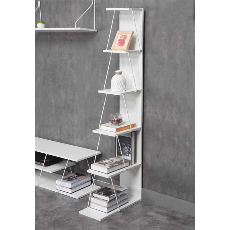 Biblioteca mini Tars, 50x22x150 cm - Alb
