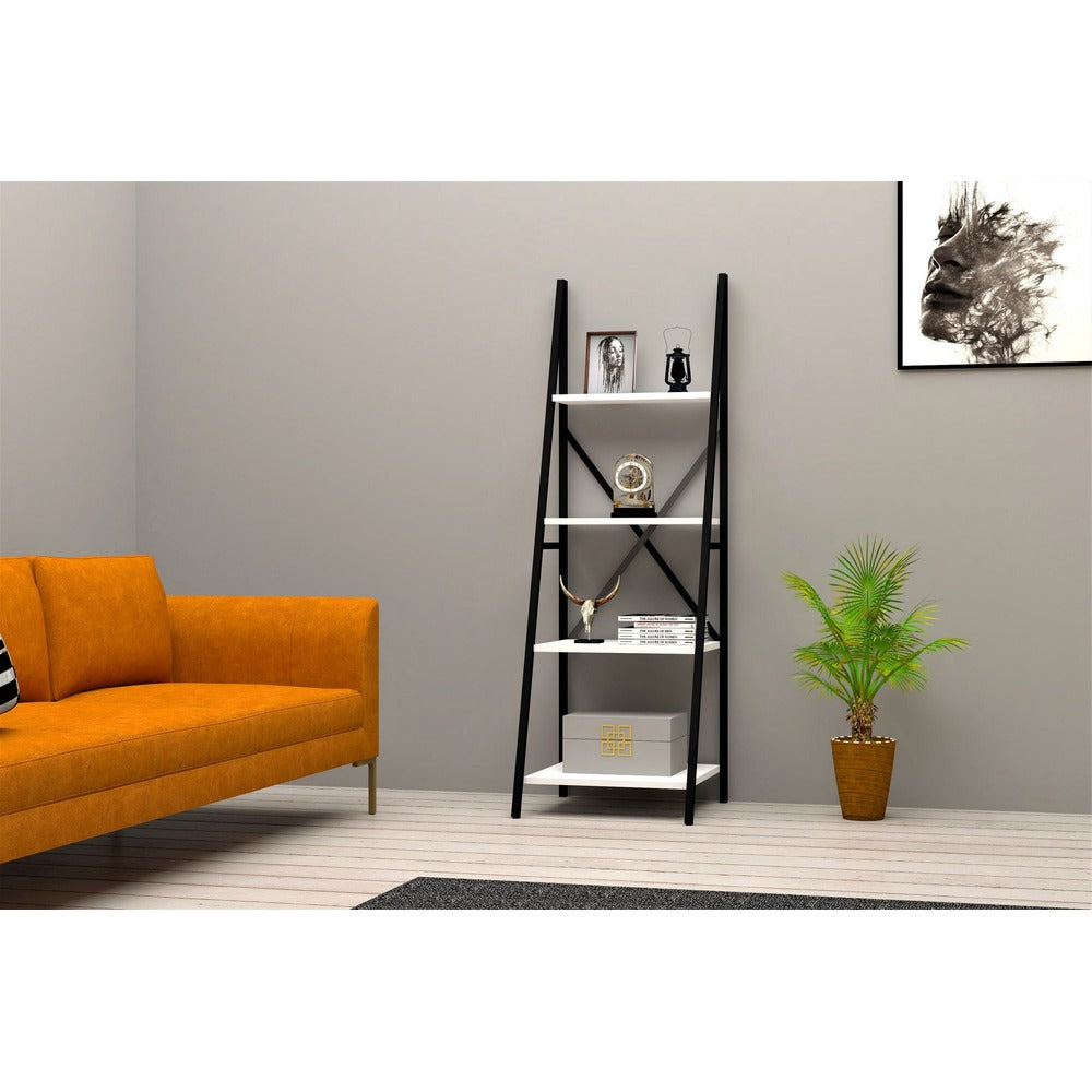 Bibliotecă Passi Puqa Design, nuc - alb, 50x44x150 cm - Bibliotecă Passi Puqa Design, nuc - alb, 50x44x150 cm