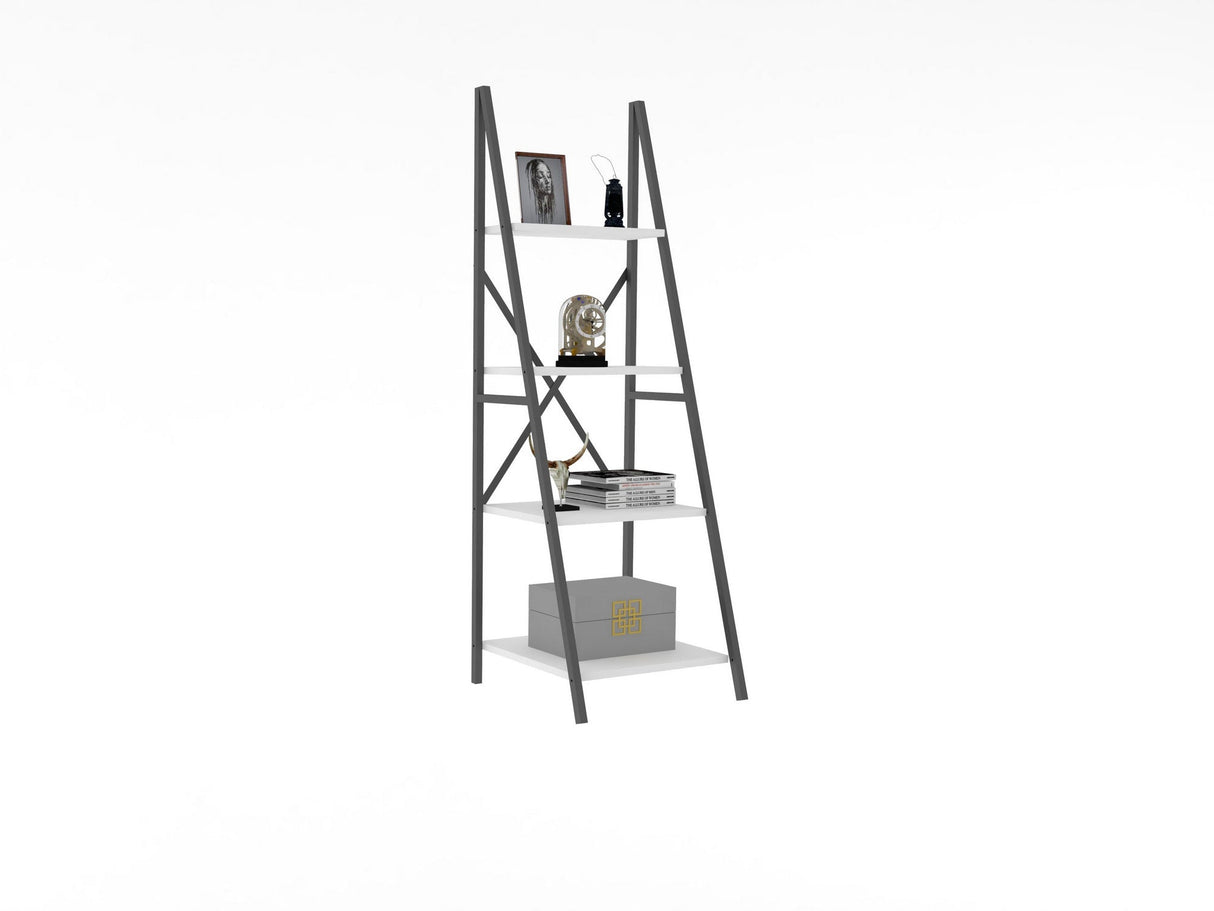 Bibliotecă Passi Puqa Design, nuc - alb, 50x44x150 cm - Alb