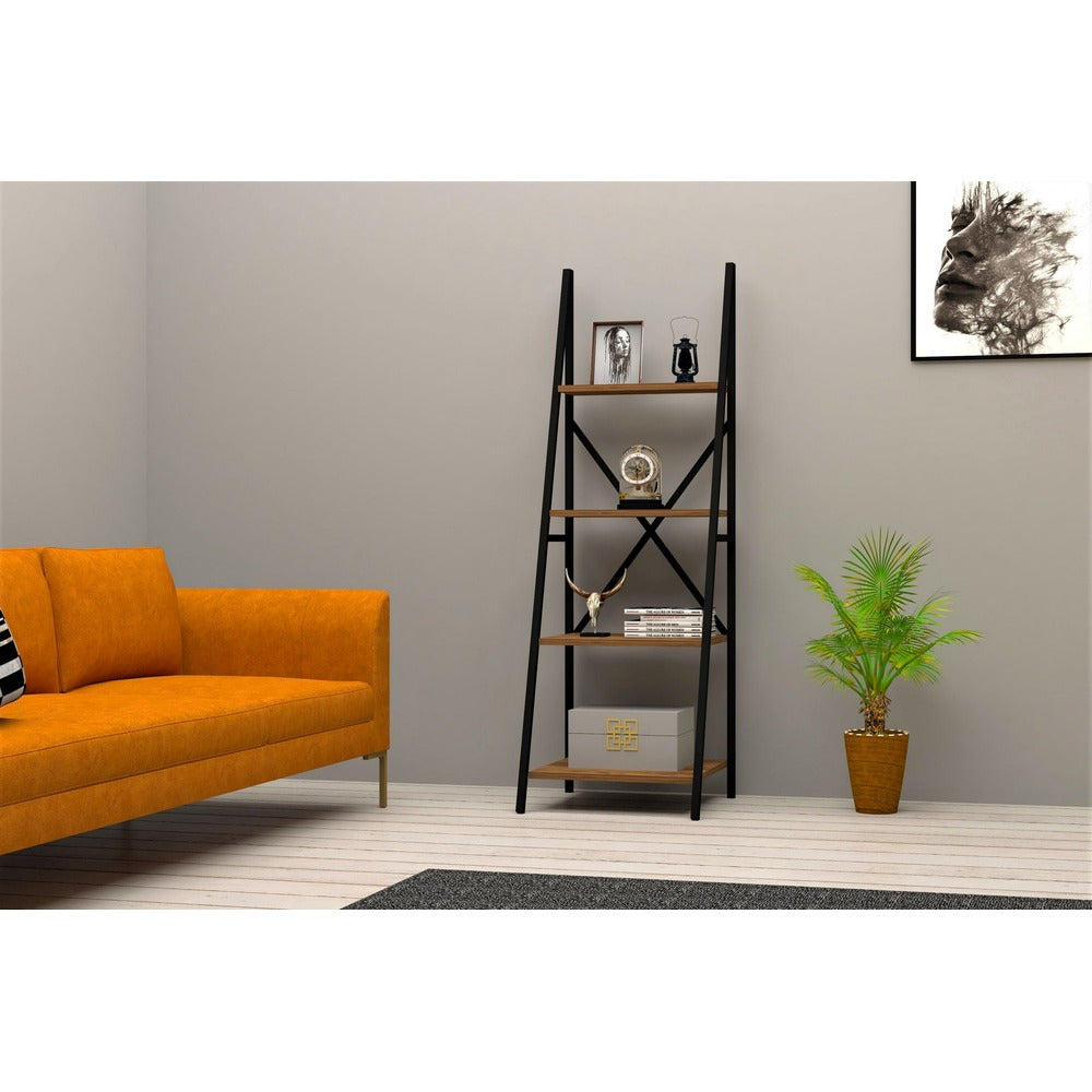 Bibliotecă Passi Puqa Design, nuc - alb, 50x44x150 cm - Bibliotecă Passi Puqa Design, nuc - alb, 50x44x150 cm - 835PUQ3602
