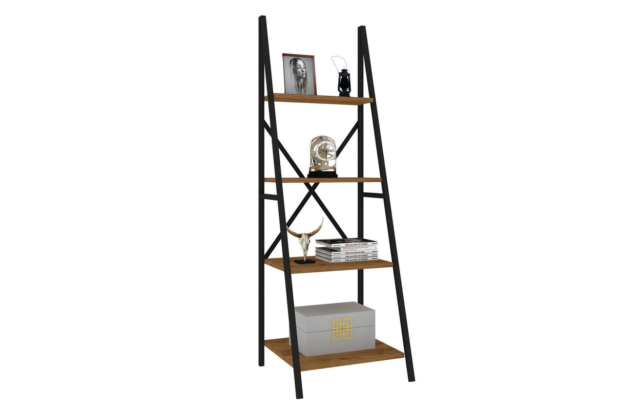 Bibliotecă Passi Puqa Design, nuc - alb, 50x44x150 cm - Nuc