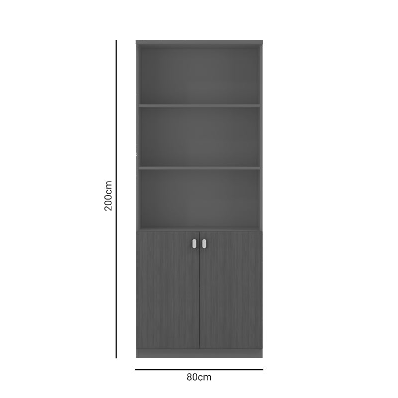 Biblioteca profesionala Denith, Gri inchis, 80x40x200 cm