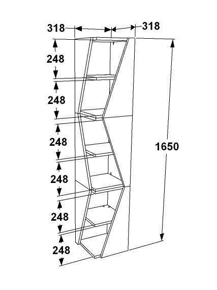 Biblioteca Rawo cu 6 Rafturi Design Elegant, 32x165x32 cm - Alb