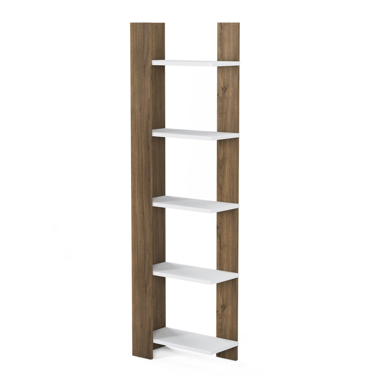 Biblioteca Reeta, Nuc - Alb, 45x26x160 cm - Nuc