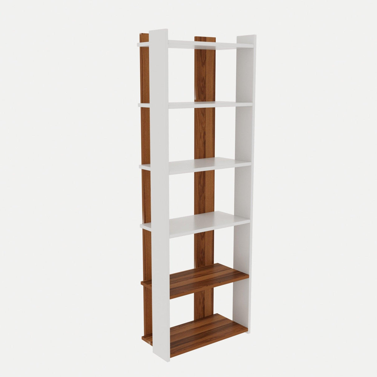 Biblioteca Sakran, Alb - Galben, 63x180x32 cm - Alb