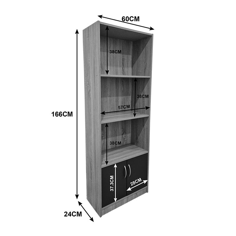 Biblioteca moderna Tekaro, Lemn, Diverse culori, 60x29x166 cm - Sonoma-Antracit