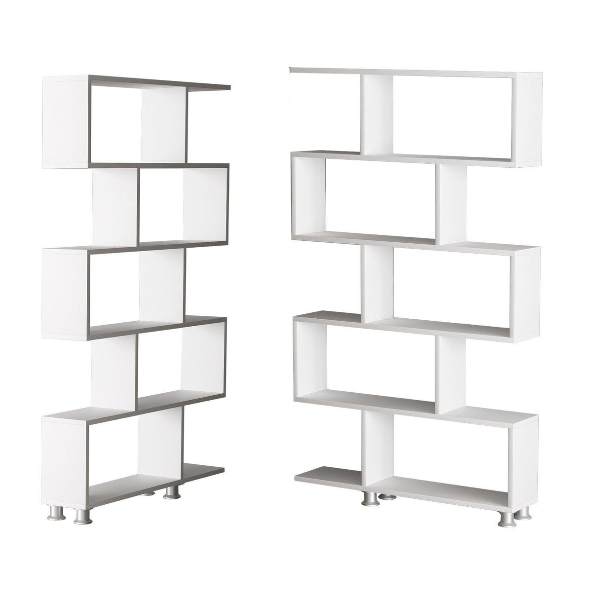 Biblioteca Vento, 6 rafturi, Alb, 90x155x20 cm