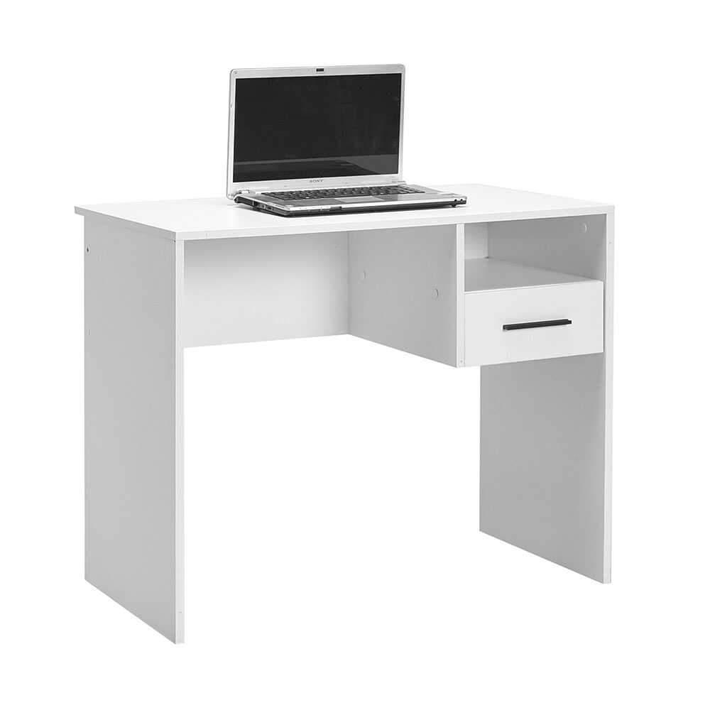 Birou CMS-105-BB-1 Home Collection®, cu sertar si raft, Alb - Stejar, 90x52x75 cm - Alb | SKU: CMS-105-BB-1, CMS-105-FF-1