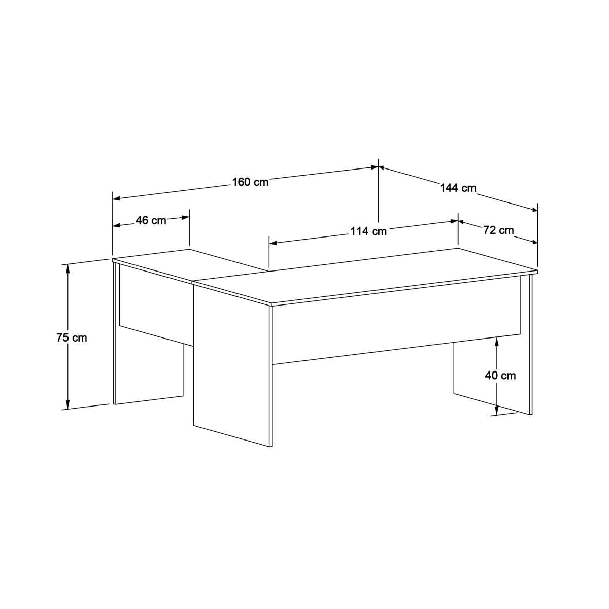 Birou RMS-320-DD-1 Home Collection® L Rio Office, Interschimbabil, Masa de colt, 160x75x144 cm - Natur | SKU: RMS-320-FF-1