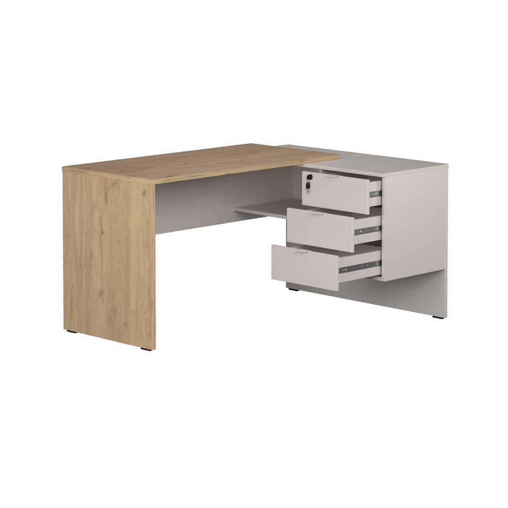 Birou CMS-743-FV-2 Home Collection® Madrid cu 3 sertare, Stejar, 140x75x107 cm