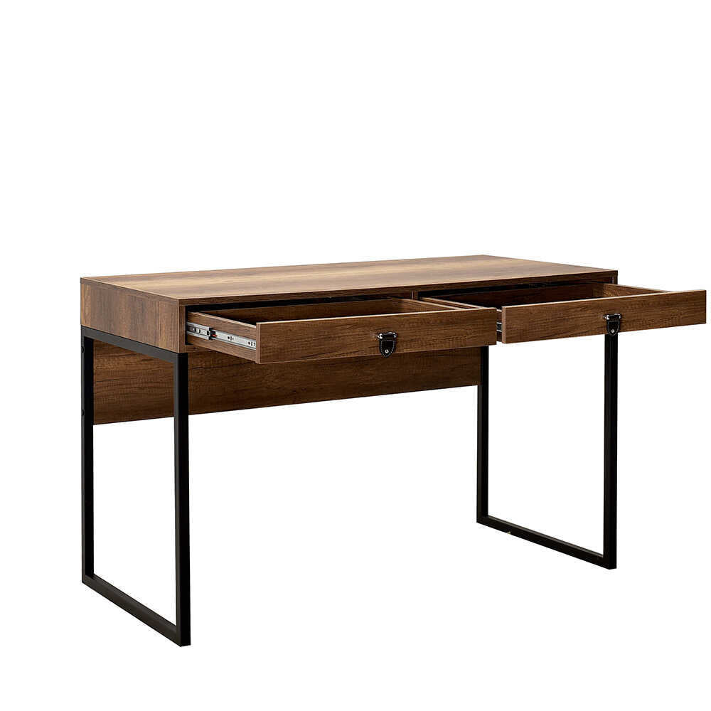 Birou CMS-922-OO-1 Home Collection® Profile cu cadru metalic si 2 sertare, Maro, 120x79x60 cm