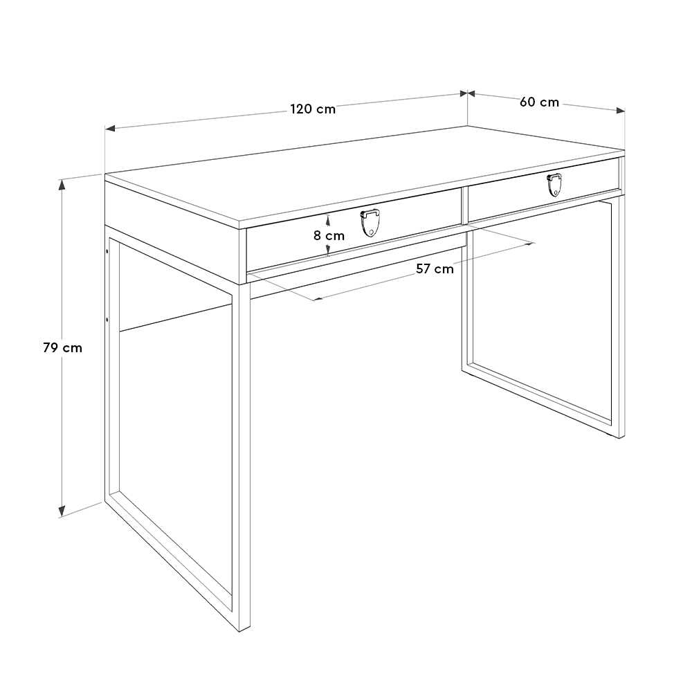 Birou CMS-922-OO-1 Home Collection® Profile cu cadru metalic si 2 sertare, Maro, 120x79x60 cm