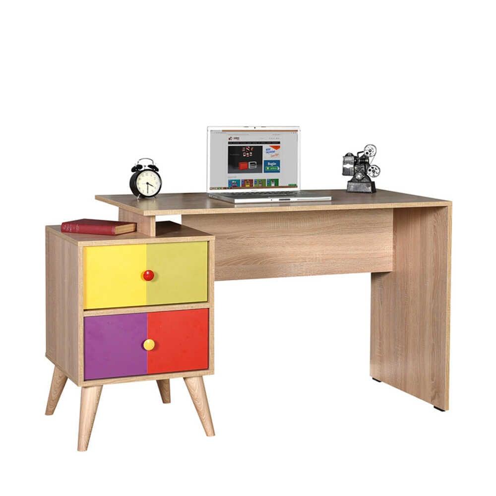 Birou CMS-920-SX-1 Home Collection® Rainbow, cu 2 sertare, Sonoma, 128x75x57 cm