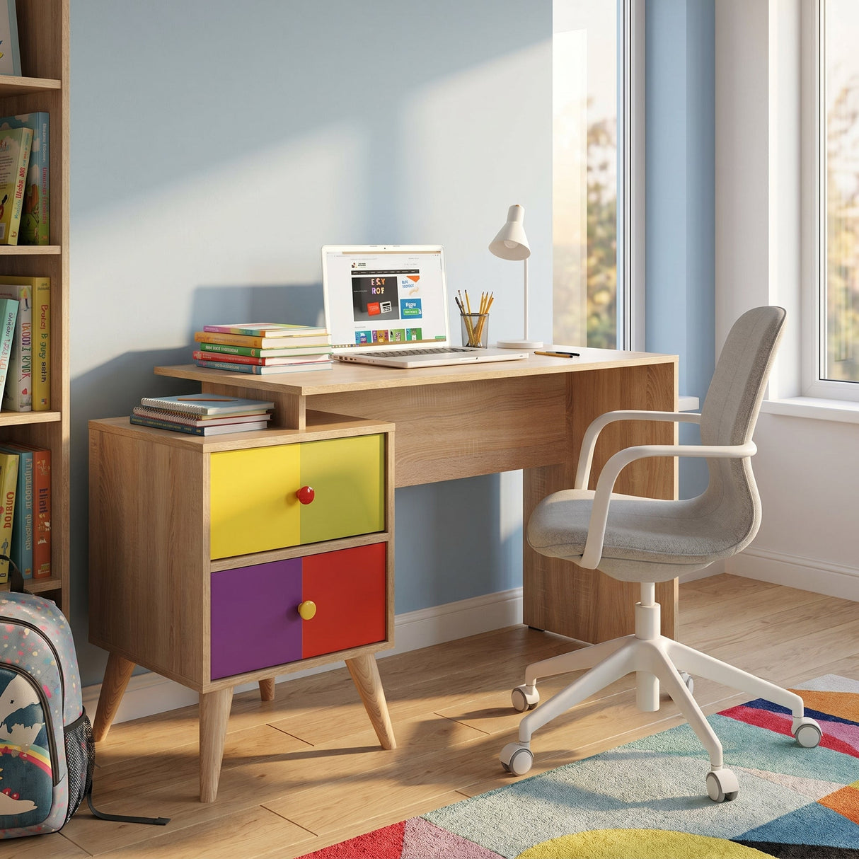 Birou CMS-920-SX-1 Home Collection® Rainbow, cu 2 sertare, Sonoma, 128x75x57 cm