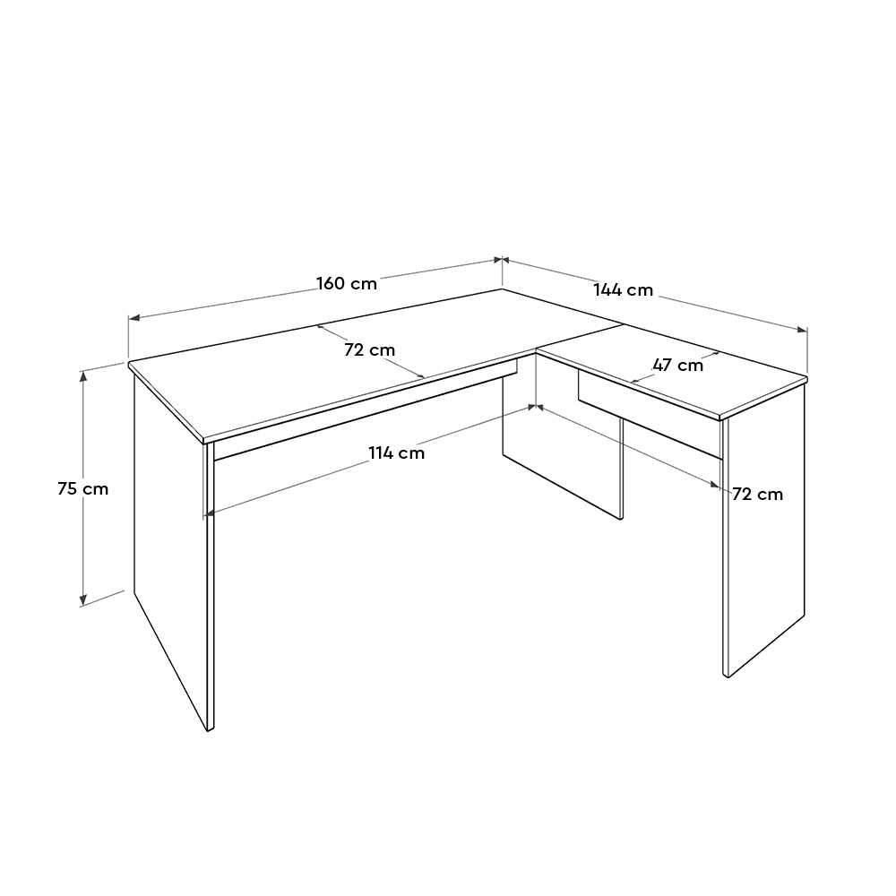Birou RMS-320-DD-1 Home Collection® L Rio Office, Interschimbabil, Masa de colt, 160x75x144 cm - Maro | SKU: RMS-320-OO-1
