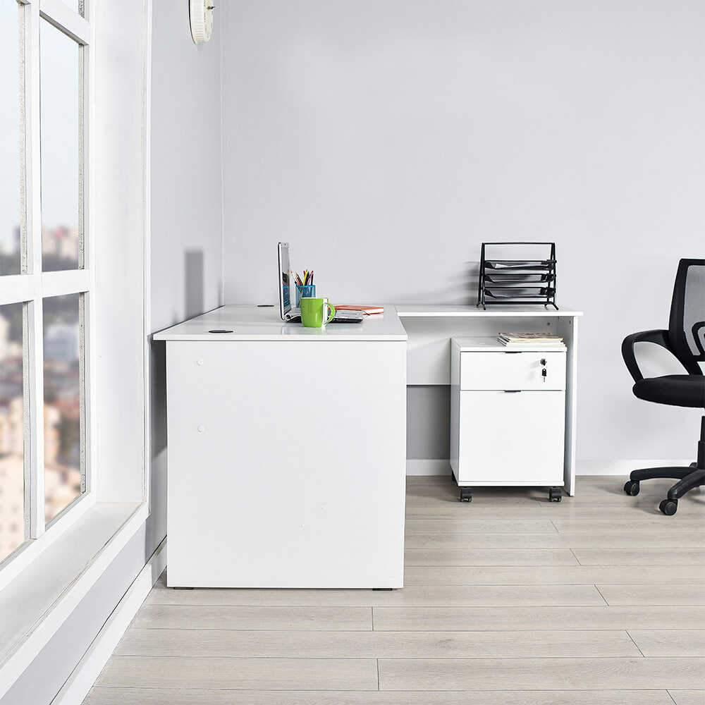 Birou RMS-320-DD-1 Home Collection® L Rio Office, Interschimbabil, Masa de colt, 160x75x144 cm - Alb | SKU: RMS-320-DD-1, RMS-320-AX-1, RMS-320-FF-1, RMS-320-OO-1