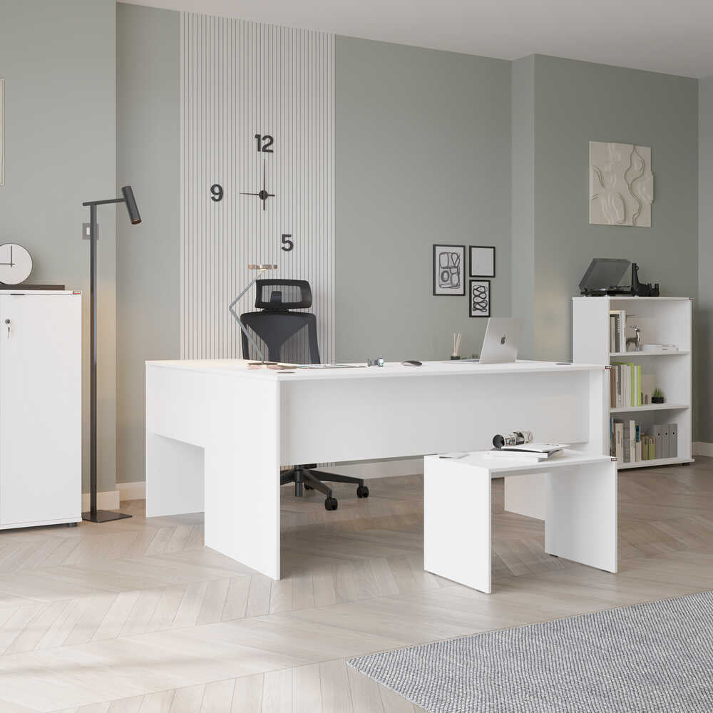 Birou RMS-320-DD-1 Home Collection® L Rio Office, Interschimbabil, Masa de colt, 160x75x144 cm - Alb | SKU: RMS-320-DD-1, RMS-320-AX-1, RMS-320-FF-1, RMS-320-OO-1