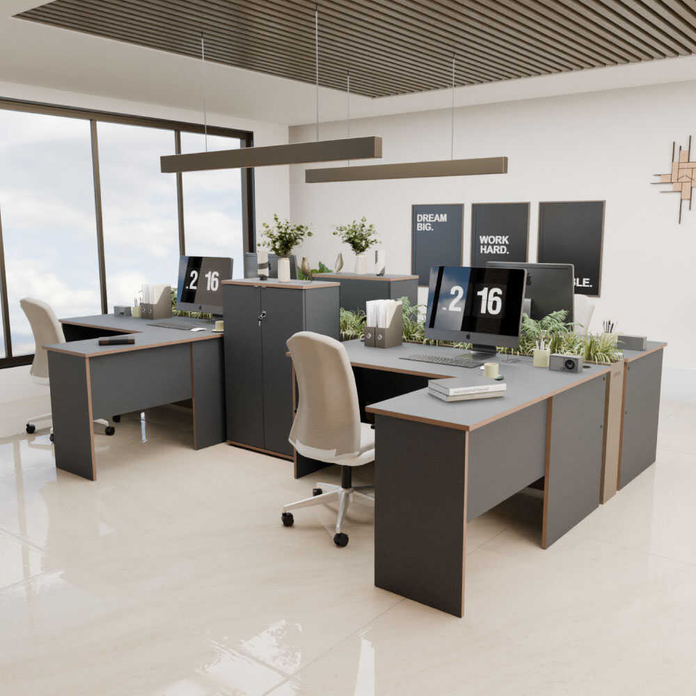 Birou RMS-320-DD-1 Home Collection® L Rio Office, Interschimbabil, Masa de colt, 160x75x144 cm - Antracit | SKU: RMS-320-AX-1