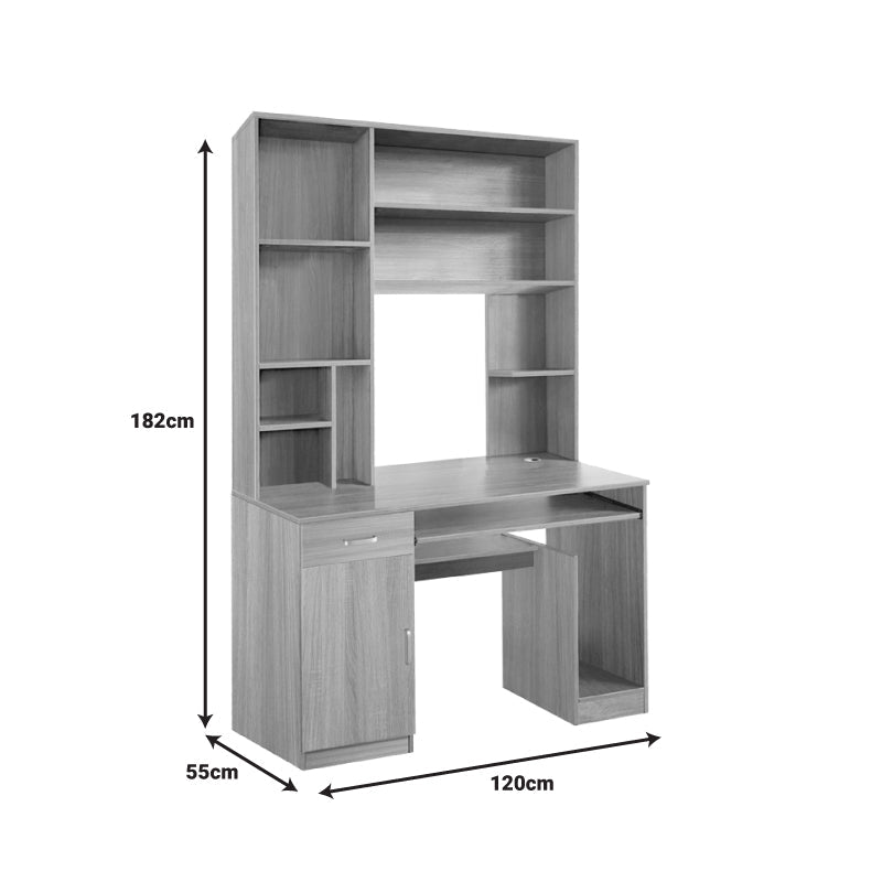 Birou cu biblioteca Novelty, Nuc - Stejar, 120x55x182 cm - Stejar