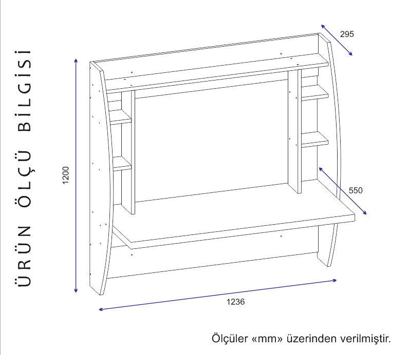 Birou Buglem Elegant cu biblioteca, Alb, 124x120x55 cm