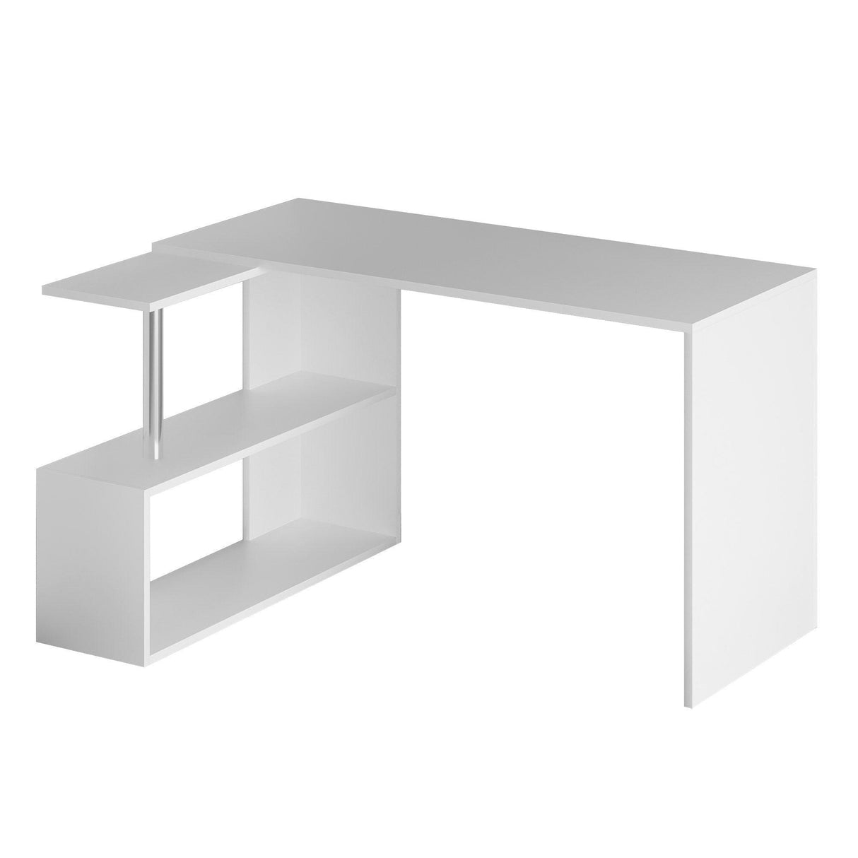 Birou Colt Estelle cu rafturi, Alb, 130x74x94 cm