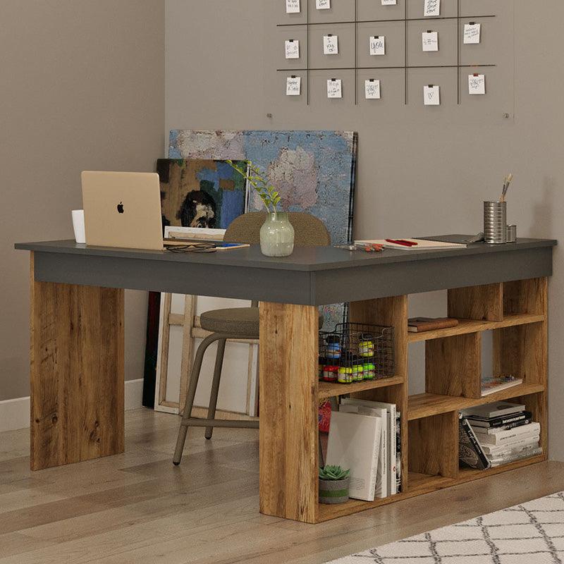 Birou colt Rosaline, Alb - Stejar, 120x129x72 cm - Stejar