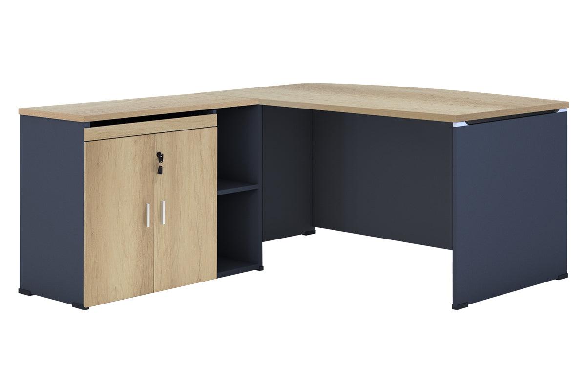 Birou reversibil Lotus, Negru - Stejar, 180x140x75 cm - Stejar