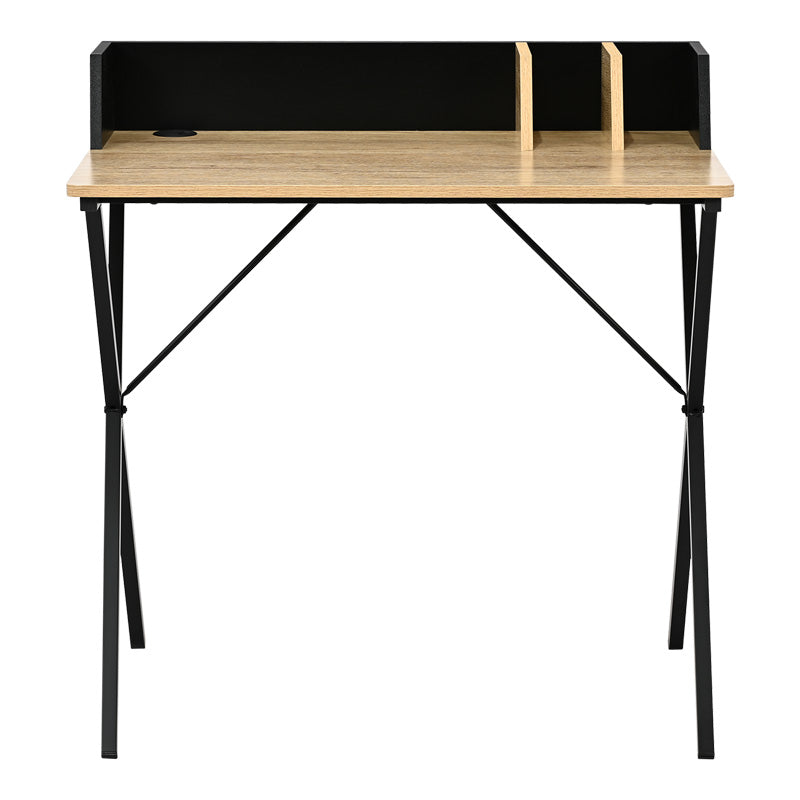 Birou cu aspect modern Zervan, metal și Lemn, Stejar - Negru, 80x50x84 cm