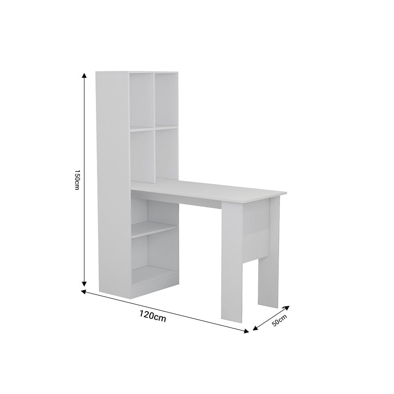 Birou cu biblioteca Acumen melamina, nuc, 120x50x150 cm