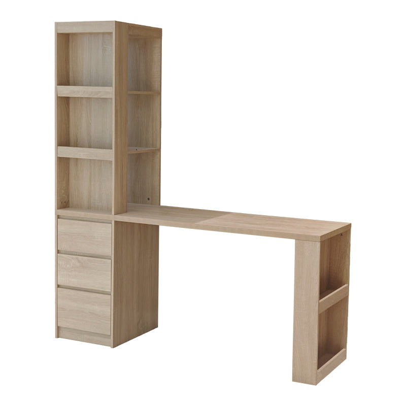 Birou cu bibliotecă Cliner, Stejar, 140x50x180 cm
