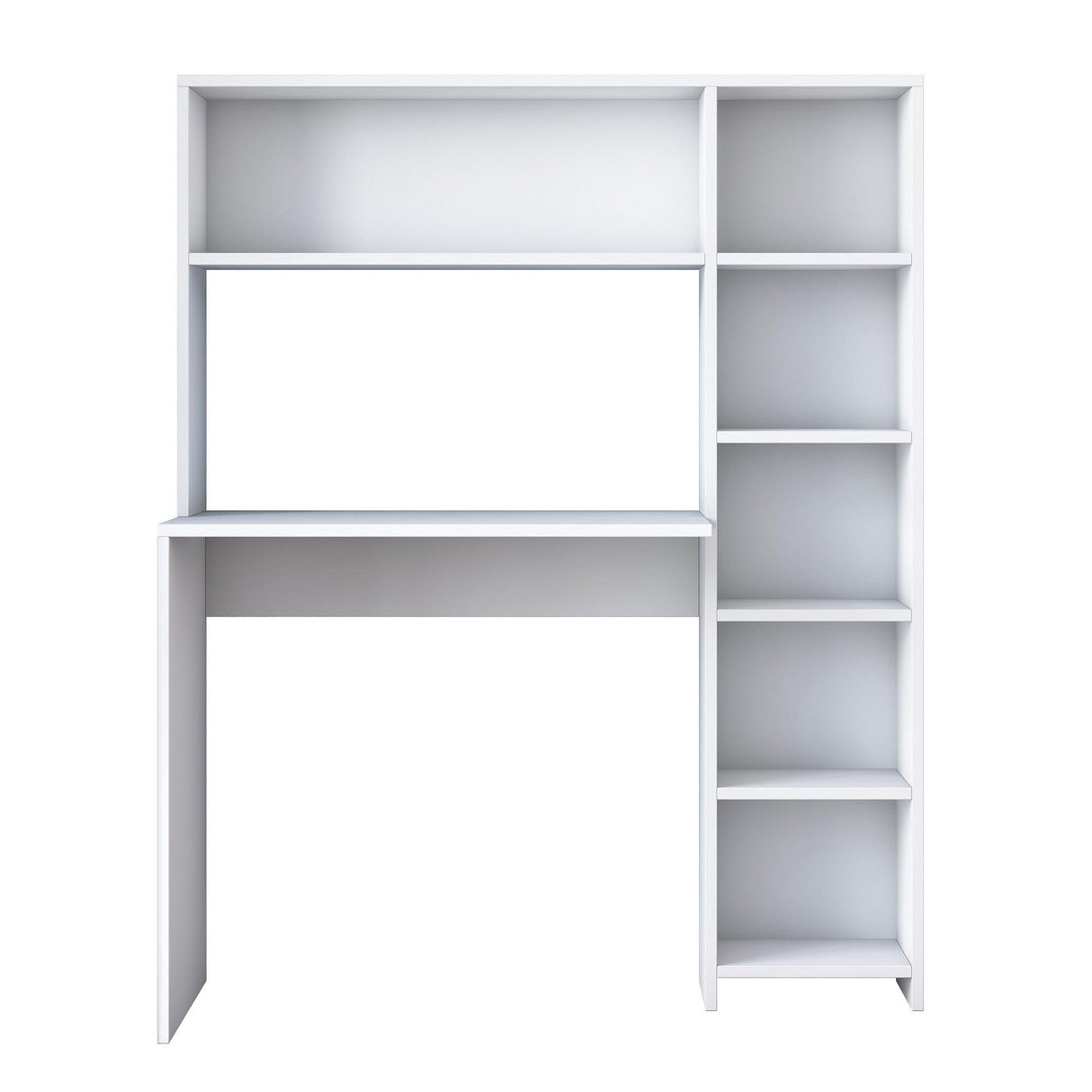 Birou cu biblioteca Erou, Stejar - Alb, 113x142x40 cm - Alb