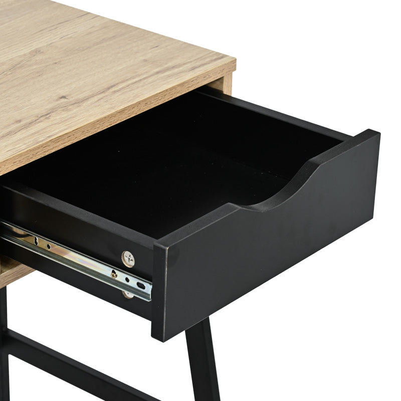 Birou Rezio cu raft si sertar, 75x45x76 cm - Stejar-Negru