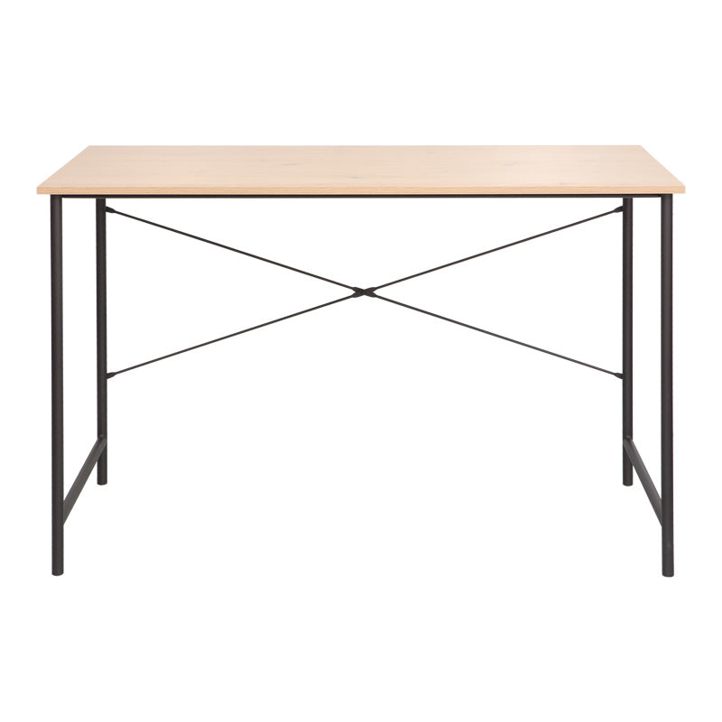 Birou de lucru Senzia, metal negru și lemn, Natural, 120x60x75 cm