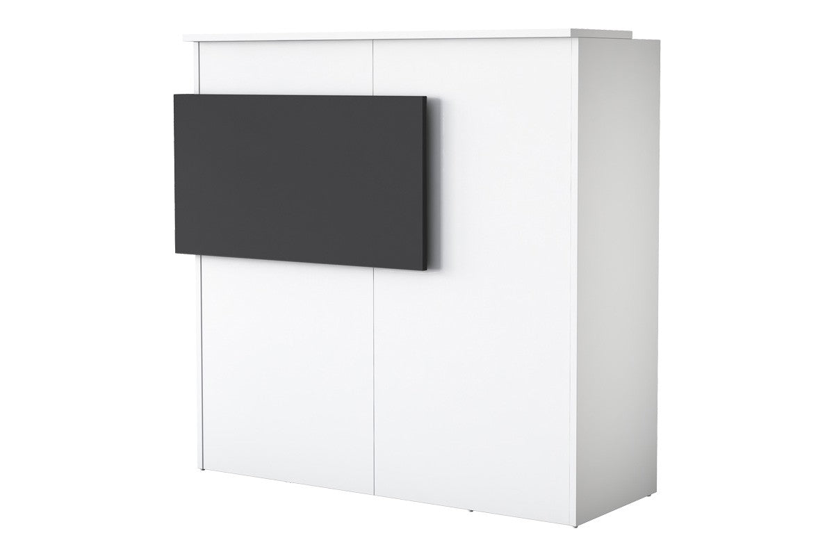 Birou de recepție Triana melaminat marmura, Alb, 110x40x110 cm
