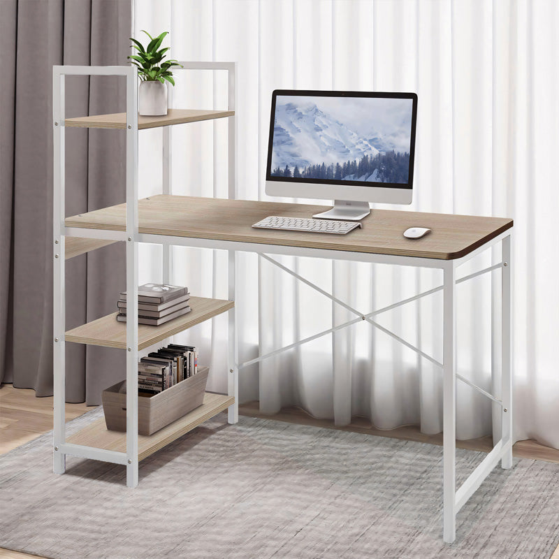 Birou Bencour cu biblioteca, 90x40x110 cm - Stejar-Alb