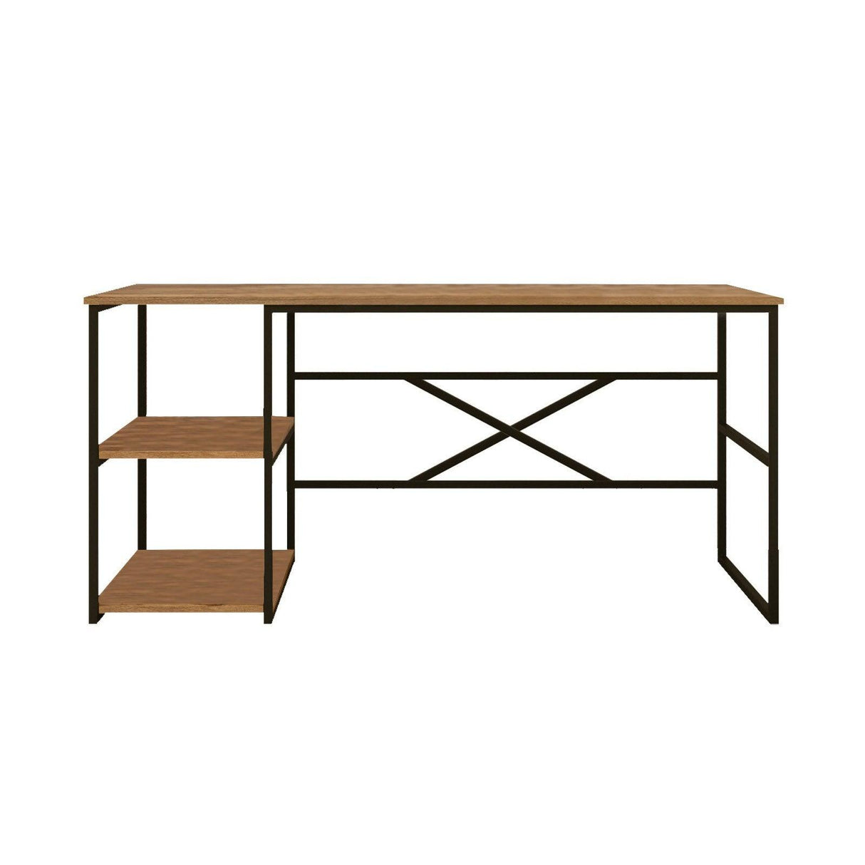 Birou Dual Frelancer cadru metal, Stejar, 42x60x75 cm