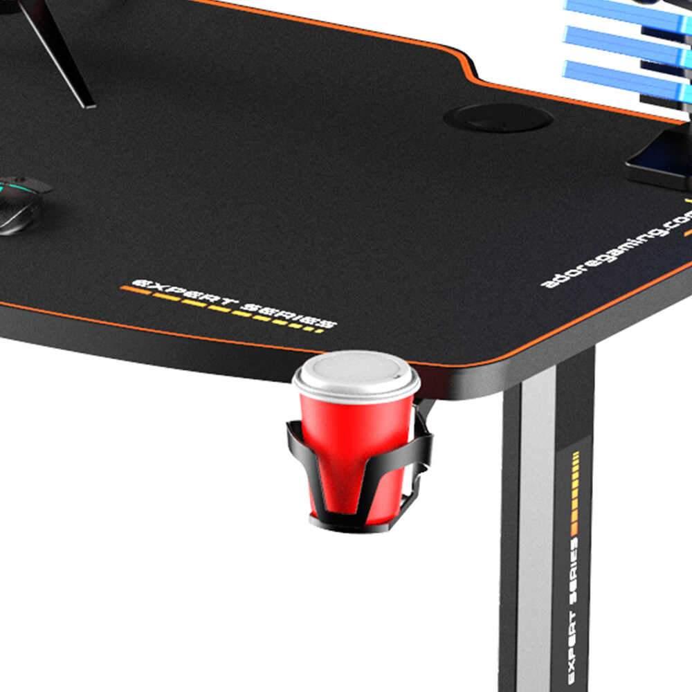 Birou Gaming RGT146X Home Collection® Carbon Series X9, suprafata carbon, mousepad, USB gamepad holder, suport pentru casti si pahar, cutie cabluri, 140x66x75 cm