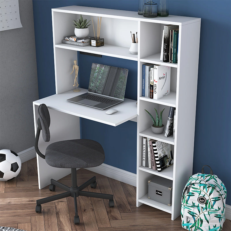 Birou Janson cu biblioteca, alb, 114x40x142 cm