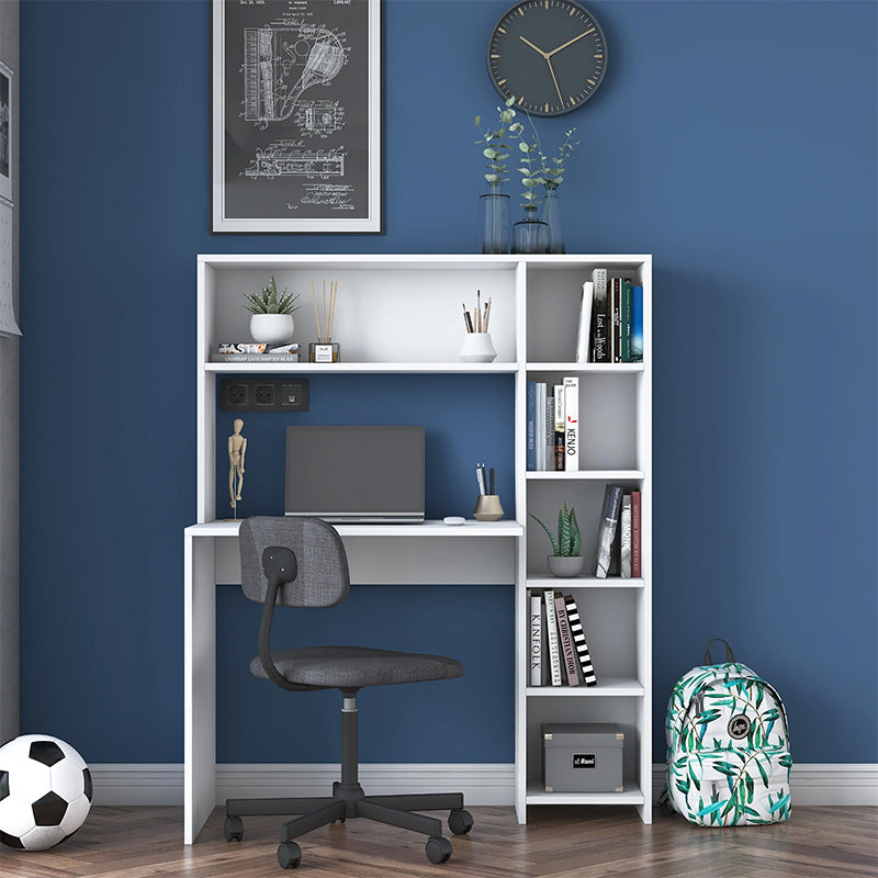 Birou Janson cu biblioteca, alb, 114x40x142 cm
