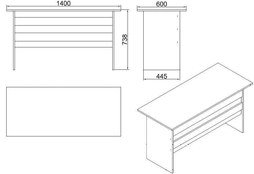 Birou Linta Lux, 140x74x60 cm - Stejar