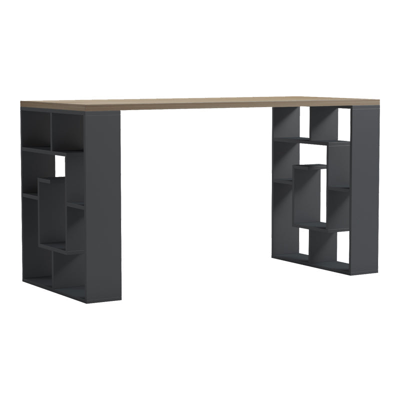 Birou Lovet cu raft, 140x60x75 cm - Sonoma-Antracit