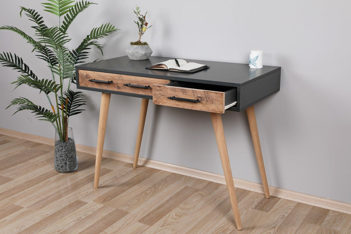 Birou Milano cu 2 sertare, Stejar Gri, 105x79x55 cm