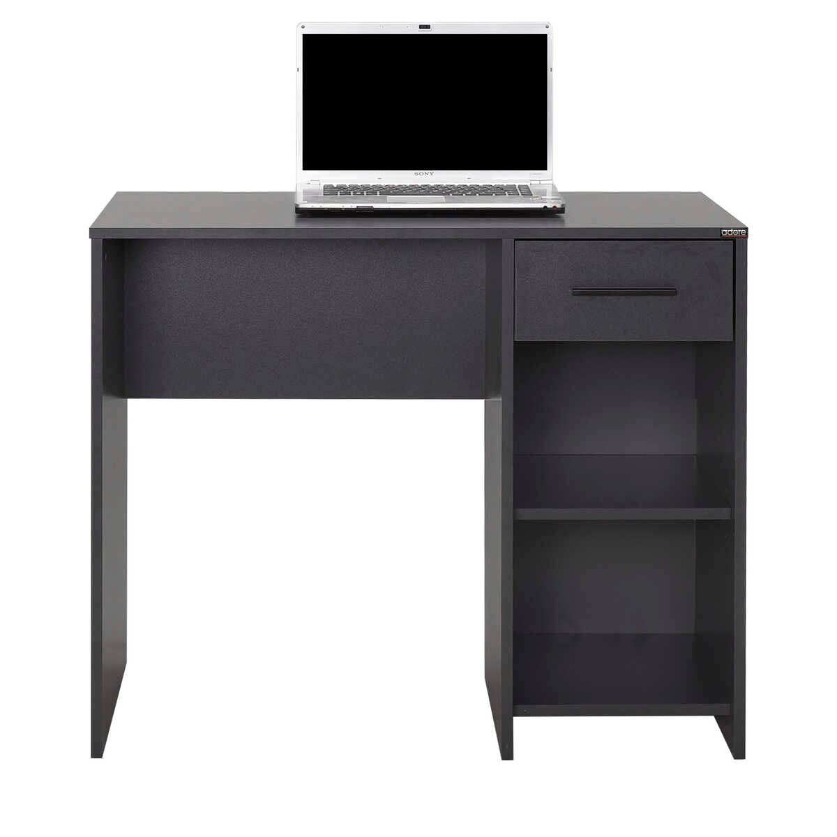 Birou Modern CMS-505-BB-1 Home Collection® Concept cu Sertar și 2 Rafturi, Alb - Maro - Stejar - Antracit, 90x52x75 cm - Antracit | SKU: CMS-505-AA-1