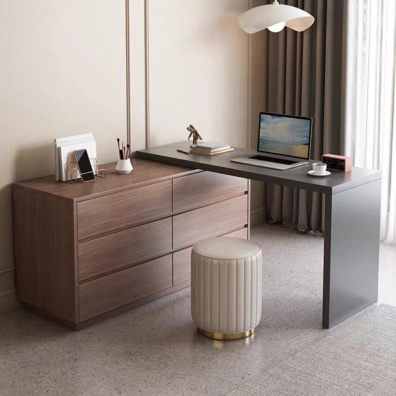 Birou Multicolorfunctional cu sertar integrat, Reaze, deschis nuc-antracit, 120x50x74 cm