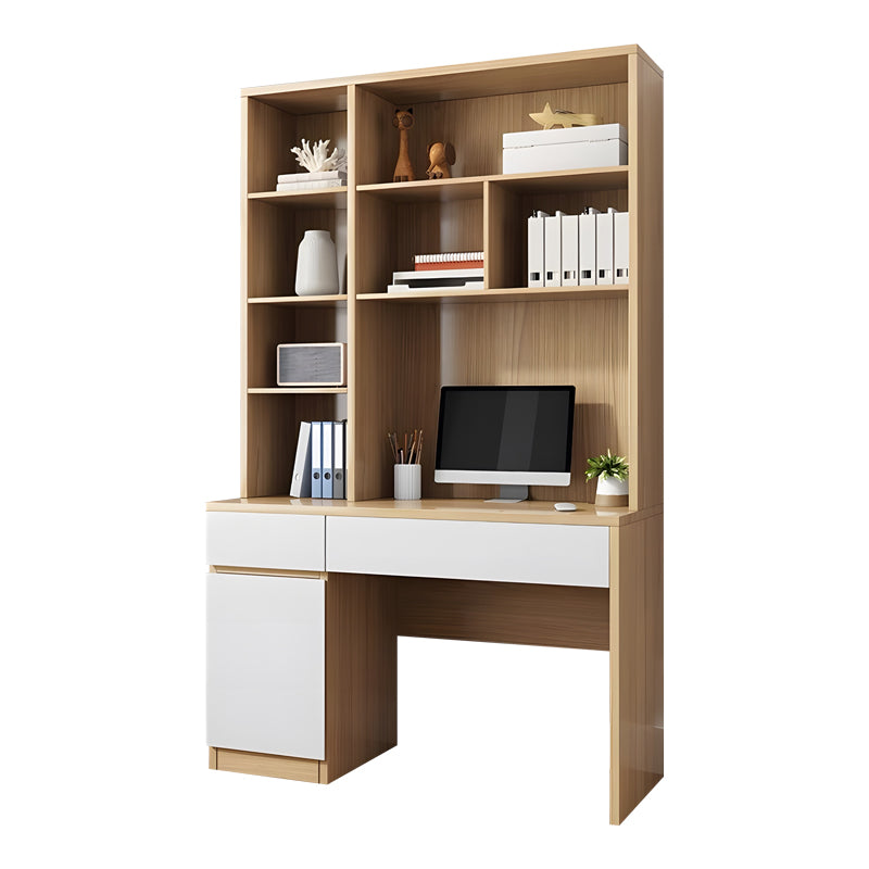 Birou Pertin, alb-Natural, 120x58x195 cm