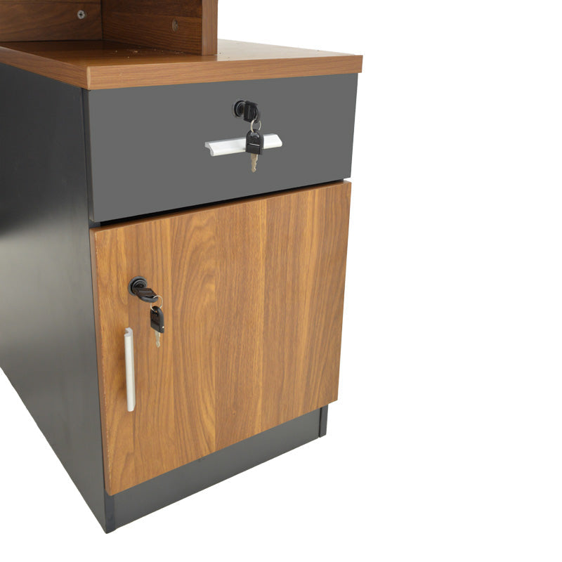 Birou profesional cu suport pentru documente Oscar, Lemn, nuc/Gri închis, 120x70x76 cm