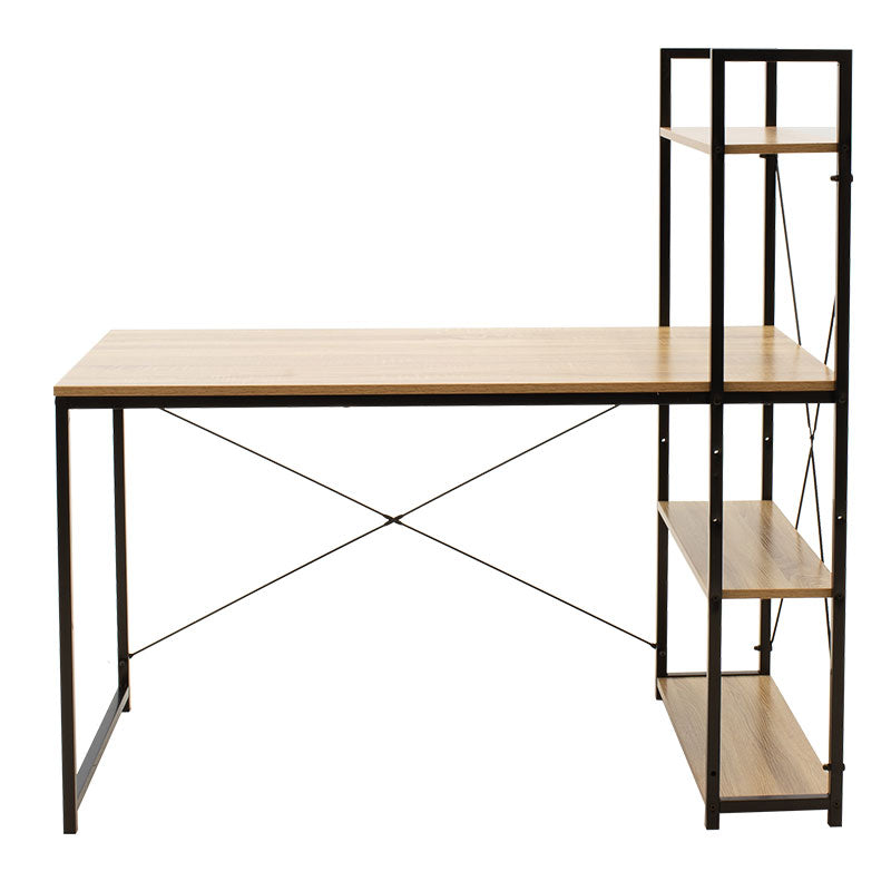 Birou Ramon cu biblioteca reversibile, Stejar - Negru, 122x64x120 cm