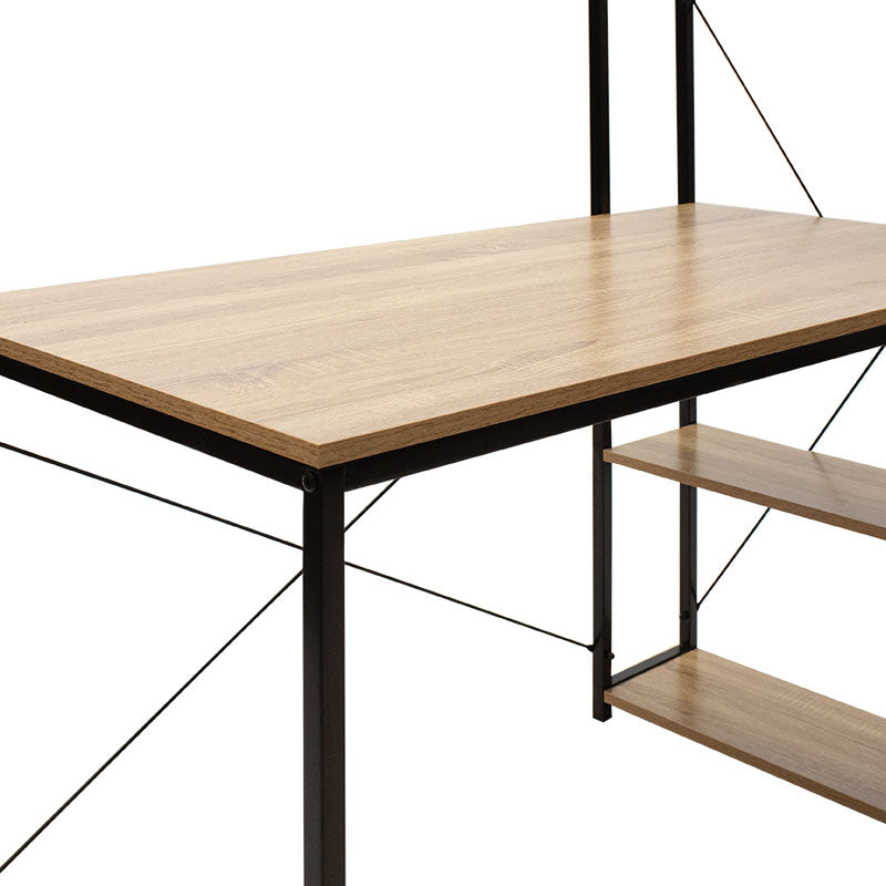 Birou Ramon cu biblioteca reversibile, Stejar - Negru, 122x64x120 cm